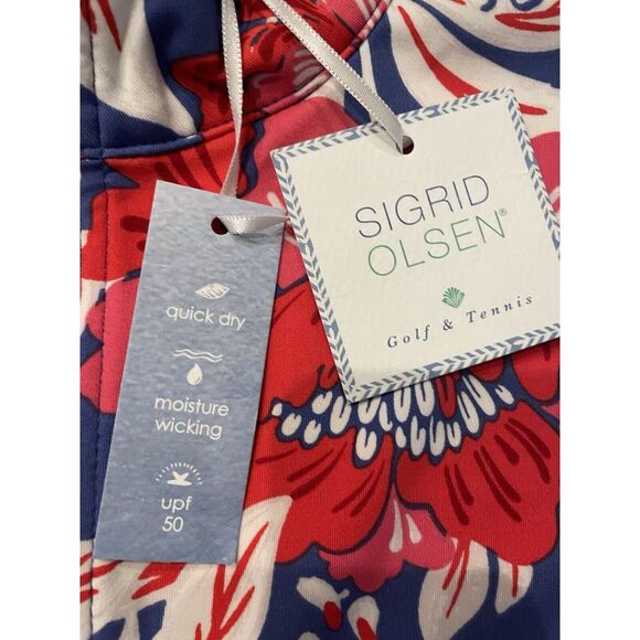 Sigrid Olsen Full Zip Activewear Jacket Floral Size Lg NWT UPF 50 Thumb Hole - Picture 4 of 9